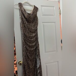 Altar'd State Leopard Print Sleeveless Maxi Dress in Brown and Black